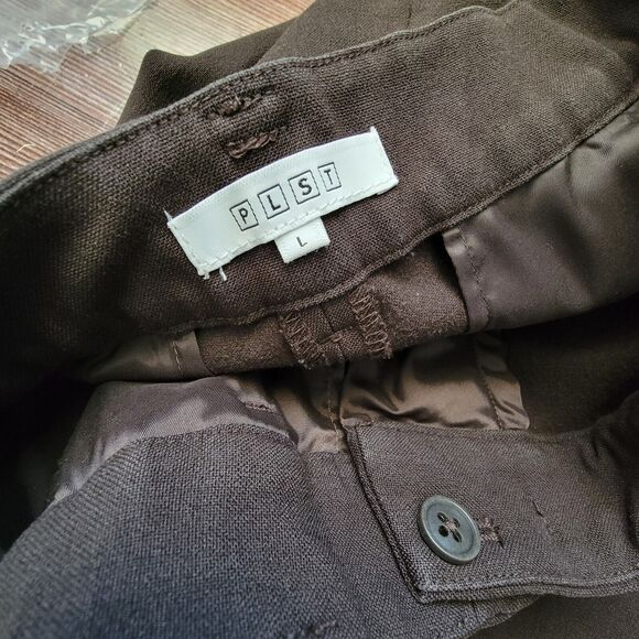 PLST JAPAN Womens Pants Brown Cropped Size L (28" x 27") Relaxed Fit High Rise - Picture 13 of 14